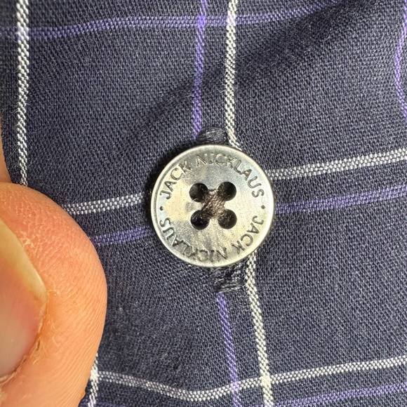 Jack Nicklaus Men's Long Sleeve Check Button Up Casual Dress Shirt Navy/Purple M - Picture 5 of 14